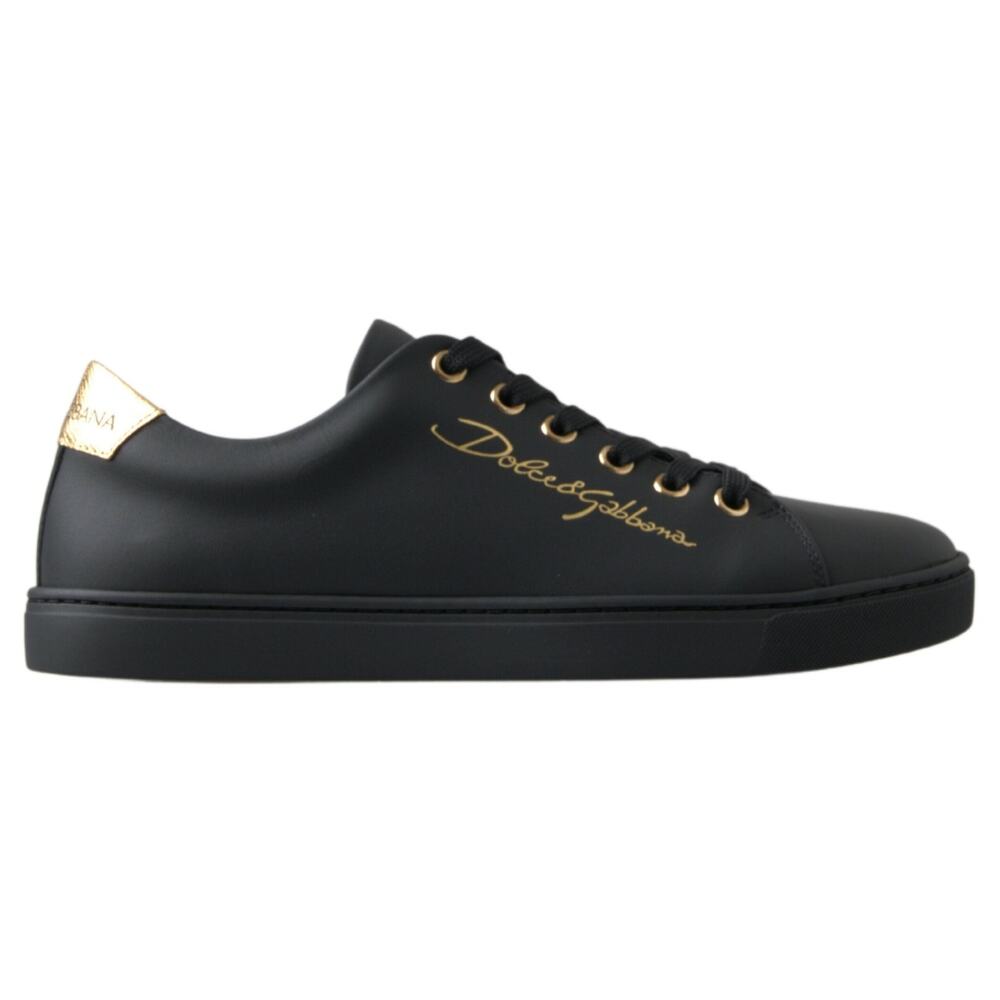 Dolce & Gabbana Black Gold Leather Classic Sneakers Shoes/EU36/US5.5/Black NWT